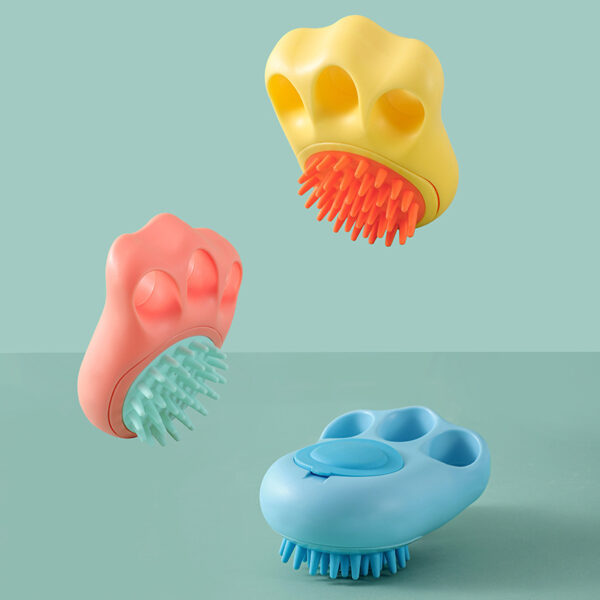 010f3021-a437-440a-bcd1-335f48f7ff07.jpg Durable Cat Paw Bath Brush Fine Foaming Labor-saving Cartoon Shape Pet Dog Cat Pet Hair Grooming Brush Reusable Dog Hair Comb Pet Products