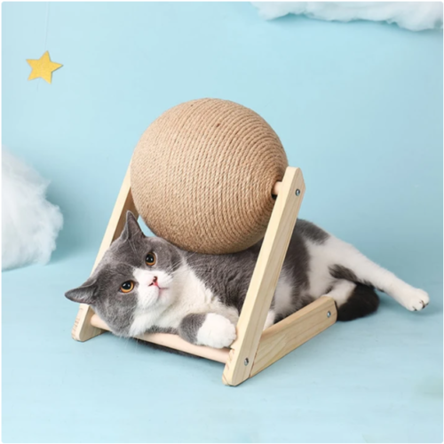 Wood and Sisal Cat Scratching Ball Wood and Sisal Cat Scratching Ball