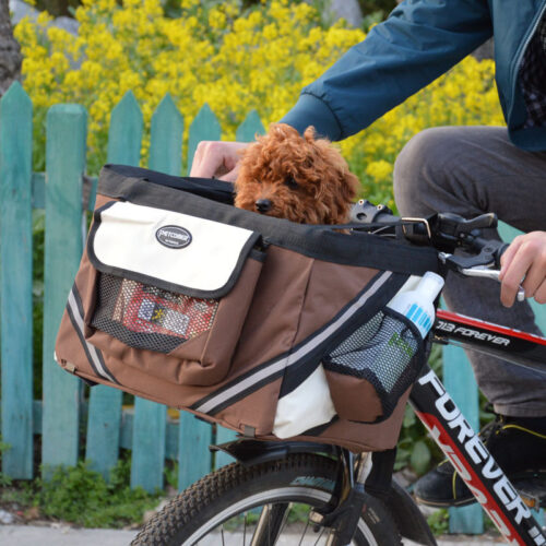 1524604308120-1.jpg Pet Bicycle Carrier Cat Dog Bicycle Bag Bike Removable Basket Handlebar Front Basket Small Cat Dog Carrier