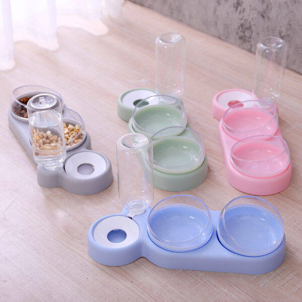 1617677851915.jpg Pet Cat Bowl Automatic Feeder Dog Cat Food Bowl With Water Fountain Double Bowl Drinking Raised Stand