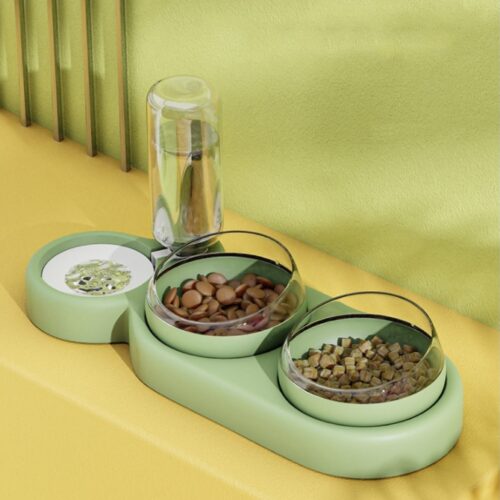 1624002793918.jpg Pet Cat Bowl Automatic Feeder Dog Cat Food Bowl With Water Fountain Double Bowl Drinking Raised Stand