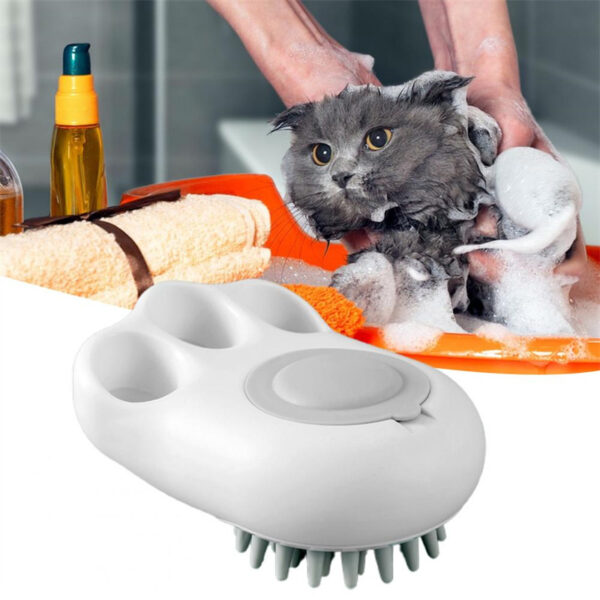894bd2e6-5cdb-4d78-9e4b-69ce6edb6f73.jpg Durable Cat Paw Bath Brush Fine Foaming Labor-saving Cartoon Shape Pet Dog Cat Pet Hair Grooming Brush Reusable Dog Hair Comb Pet Products