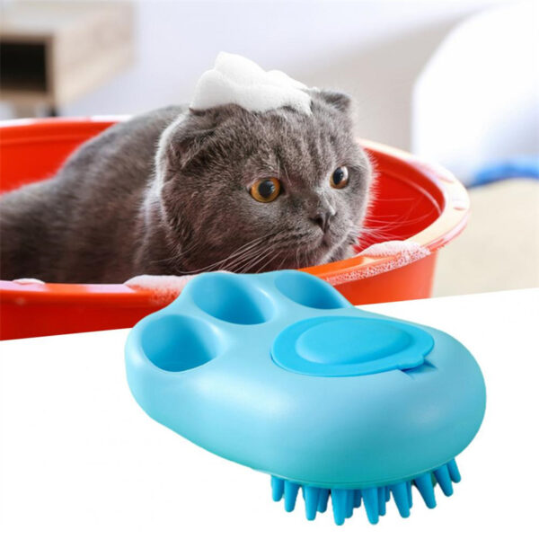 d509c0db-baa0-482d-9614-daf0f2129ef8.jpg Durable Cat Paw Bath Brush Fine Foaming Labor-saving Cartoon Shape Pet Dog Cat Pet Hair Grooming Brush Reusable Dog Hair Comb Pet Products