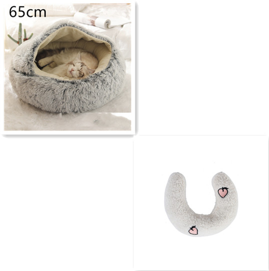 2-in-1 Plush Hooded Pet Bed product image