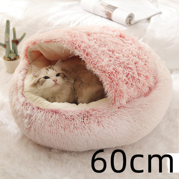 2-in-1 Plush Hooded Pet Bed