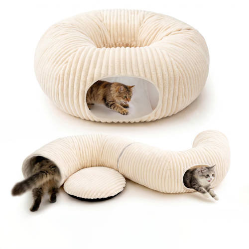 Collapsible Flannel Cat Tunnel Bed
