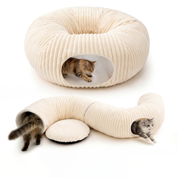 Collapsible Flannel Cat Tunnel Bed