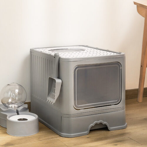 Foldable Double-Door Cat Litter Basin