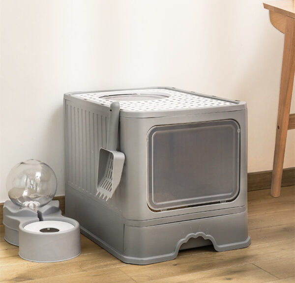 Foldable Double-Door Cat Litter Basin